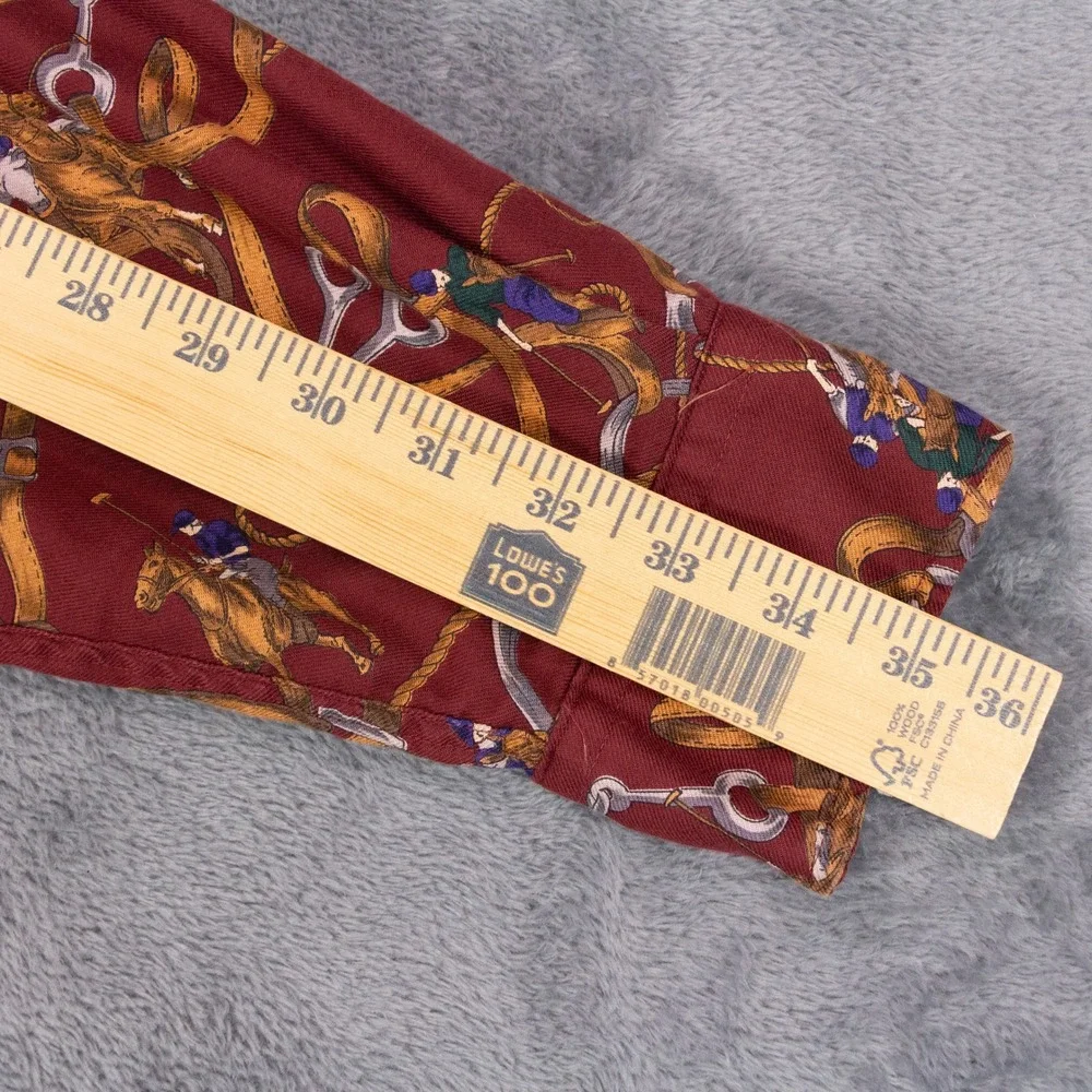 VTG Palladium Button Down Shirt Polo Print Mens L Burgundy Cotton USA